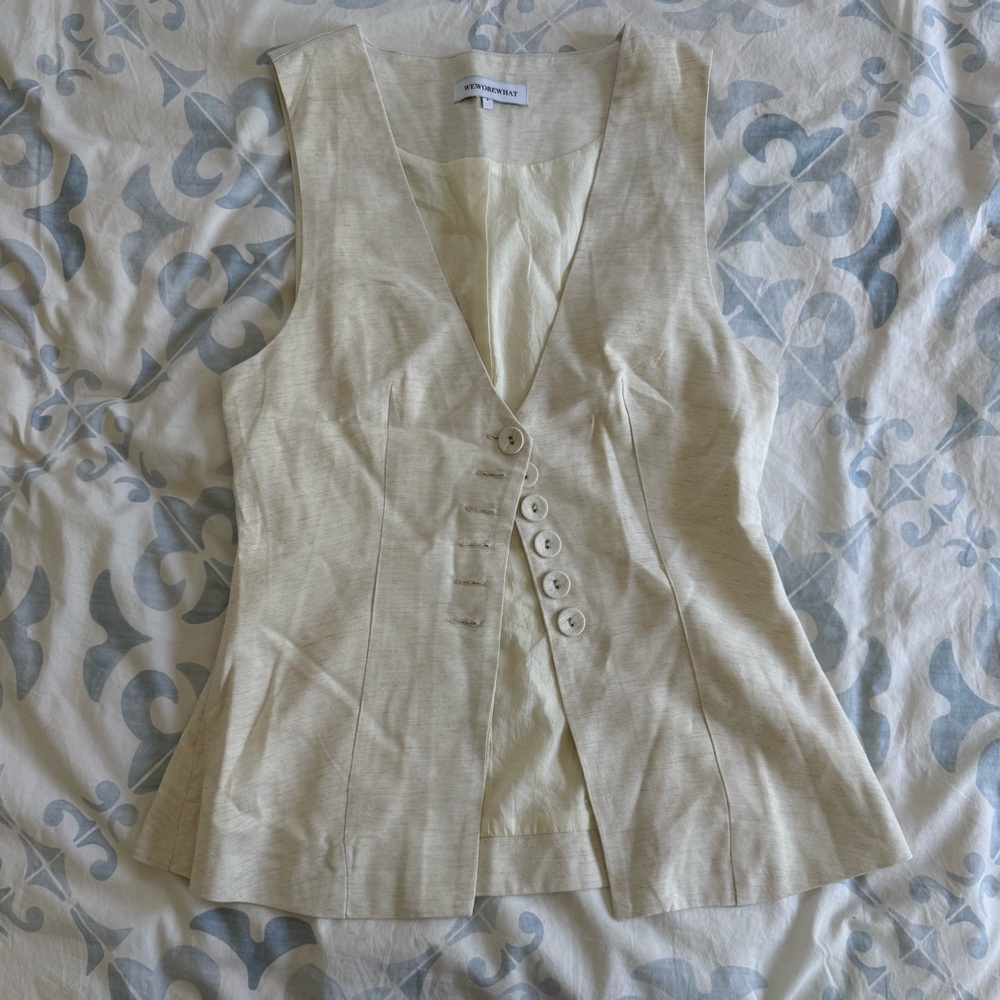 WeWoreWhat vest linen top- size 4 - Picture 5 of 8